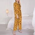 thumbnail image 3 of Fotbe Modern Wood Grain Sunflower Pattern Long Sleeve Pajama Set for Women,Sleepwear Set,2-piece Loungewear Set,Soft PJs Comfy Nightwear with Pockets -Medium, 3 of 7