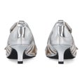 thumbnail image 5 of YDN Women Pointed Toe Cutout Strappy Pumps Metal Studded Buckle Kitten Low Heels Formal Work Event Date Shoes Size 7 Silver, 5 of 5