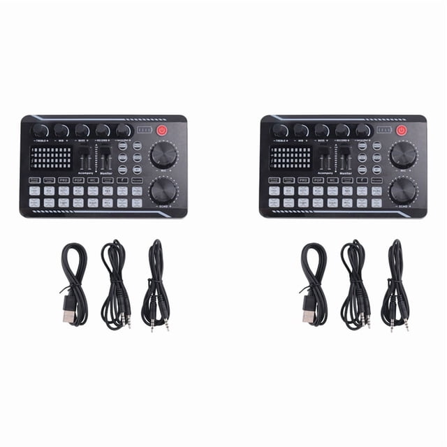 2X F998 Sound Card Microphone Sound Audio Interface Mixer Sound Card Mixing Console Amplifier for Phone PC