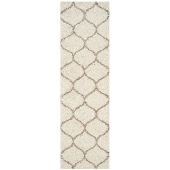 SAFAVIEH Hudson Arline Geometric Shag Runner Rug, Ivory/Beige, 2'3" x 6'