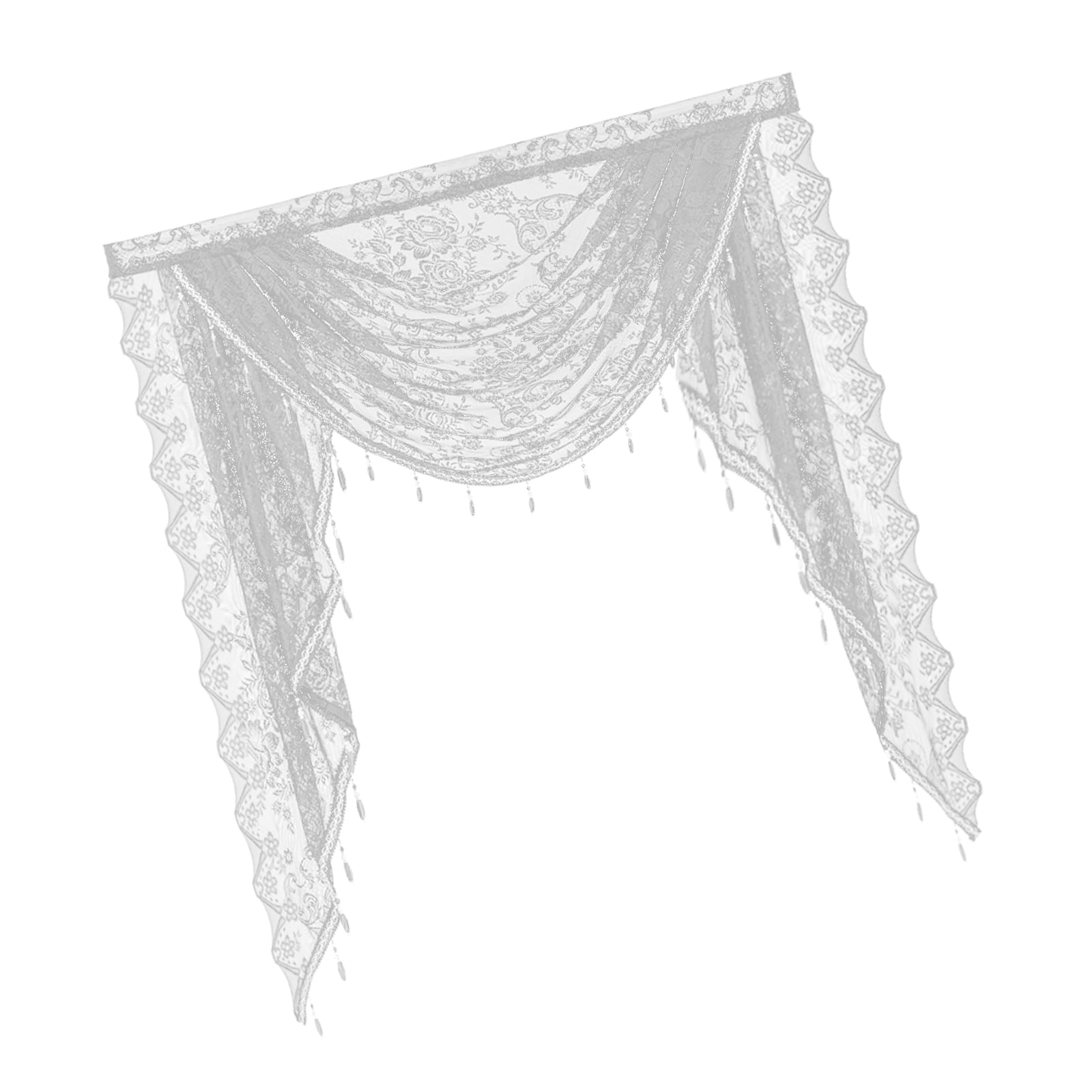 RUISINERY Elegant Laces Valance with Beadeds Tassels and Florals Embroidery for Bedroom Living Room Kitchen Basement