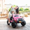 thumbnail image 3 of Costway 12V 10AH Parent-Child Ride On Truck Car Remote Trunk w/ LED Light & Music Pink, 3 of 10