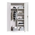 thumbnail image 2 of AOBABO Metal Storage Cabinet with 3 Adjustable Shelves & Cloth Rail, White, 2 of 11