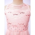 thumbnail image 5 of RUNQHUI Flower Girl Dress Big Girls Sequined Lace Chiffon Sleeveless Pageant Wedding Party Dress Porm Pearl Pink 12, 5 of 7