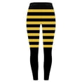 thumbnail image 4 of DDAPJ pyju Bee Day Leggings for Women Casual Striped Tights Tummy Control High Waisted Yoga Pants Buttery Soft Casual Milk Silk Legging Yellow#4 XXL, 4 of 5
