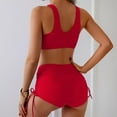 thumbnail image 6 of Arnsht Womens High Waisted Swimsuits with Boy Shorts Solid Color Halter Bikini Two Piece Bathing Suits Red M, 6 of 9