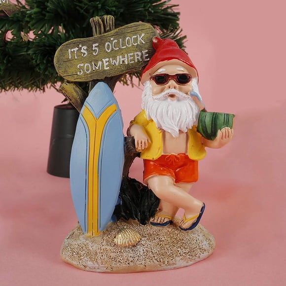 Beach Vacation Gnome, Outdoor & House Decor Surfer Gnome Figurine Adds Fun To Your Space, Weatherproof And Hand-Painted Garden Statue For Indoor And Outdoor Use