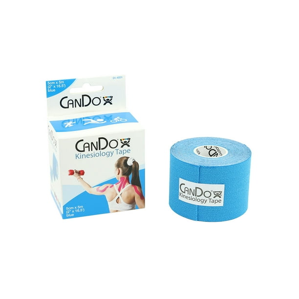 CanDo kinesiology tape, 2" x 16.5 ft, blue, case of 10