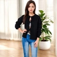 thumbnail image 4 of Women's Tie Front Knit Cardigan with Long Sleeves and Open Front Design - X Large, Black, 4 of 7