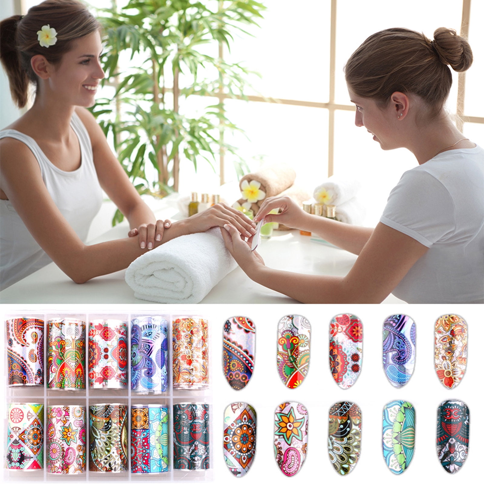 Andoer 10 Sheets Nail Art Foil Transfer Stickers Nail Art Supplies Foil