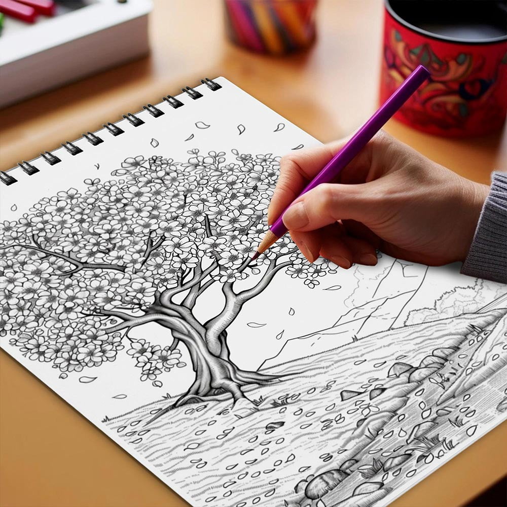 Netecom Endless Spring Coloring Book for Adults, Spiral Bound, Soft Cover