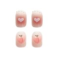 thumbnail image 4 of Press On Nails HUOGUO Midi Pink con diseño de corazón y melocotón en 3D, 4 of 5
