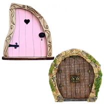 ICERUN 2Pcs Garden Statues,Wooden Fairy Tale Doorway Fairy Garden Accessories,Corner Ornament Outdoor Decorations for Yard,Style4