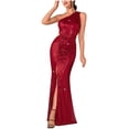 thumbnail image 2 of Lilgiuy Women's Halter Neck Lace-Up Backless Sleeveless High Waist Prom Sequin Dress 2022 Fall Winter, 2 of 5