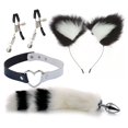 thumbnail image 1 of Sexy Fox Tail Anal Plug Cute Cat Ears Headbands Set Nipple Clip Neck Collar Metal Butt Plug Couple Cosplay For Adult Sex Toys, 1 of 5