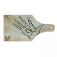 thumbnail image 1 of Occult Cutting Board, Hand Sketch with Spell Signs on Grunge Medieval Retro Themed Art, Decorative Tempered Glass Cutting and Serving Board, Wine Bottle Shape, Black and Tan, by Ambesonne, 1 of 1