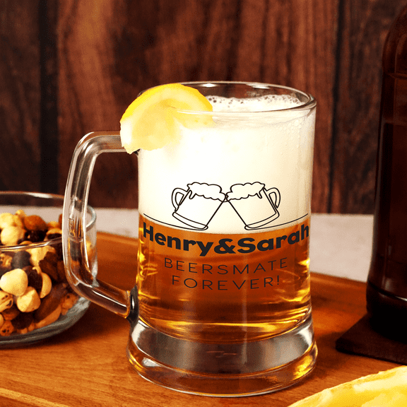 Custom Beer Mugs Set of 4 – 12 oz Personalized Soda Lime Glasses with UV Print