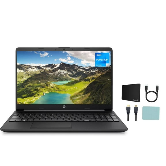 HP 15.6" HD Display Laptop, Intel Pentium N5030 Processor, 8GB RAM, 512GB SSD, Media Card Reader, One-year Office 365 Included, Windows 11 Home, Jet Black   Mazepoly Accessories