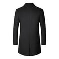 thumbnail image 3 of Men's Winter Trench Coat Double Collar Long Jacket Cotton Blend Peacoat Men's Fashion, Black, Size L, 3 of 6
