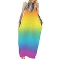 thumbnail image 3 of Diconna Female Rainbow Striped V-Neck Sleeveless Spaghetti Strap One-Piece, 3 of 9