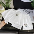 thumbnail image 2 of Akiihool Baby Boy Summer Clothes Toddler Kids Baby Boy Summer Clothes 2T 3T 4T 5T Vehicles Letter Print Short Sleeve Tops Camouflage Shorts Outfits(White,8-9 Years), 2 of 7