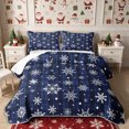 thumbnail image 2 of Manfei Xmas Snowflake Plaid Twin Quilt Set 2 Pieces,Merry Christmas Twin Coverlet Set,1 Bedspread and 1 Pillowcase, 2 of 7