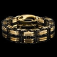 thumbnail image 3 of Crucible Jewelry Men's Black and Gold Plated Stainless Steel Byzantine Chain Bracelet (11mm) - 9", 3 of 3
