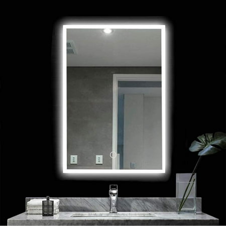 Bamaia Led Bathroom Mirror Wall Mounted, Unfinished Wood Mirror Bathroom