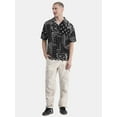 thumbnail image 2 of No Boundaries Men's & Big Men's Rayon Print Button Up Shirt with Short Sleeves, Sizes XS-5XL, 2 of 5
