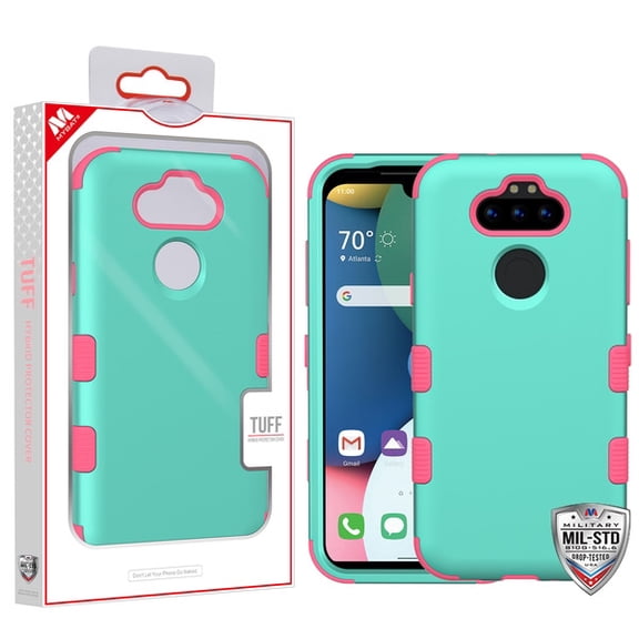Mybat Tuff Hybrid Protector Cover Military-grade Certified For Lg K31 Aristo 5 Fortune 3tribute Monarch Phoenix 5 - Rubberized Teal Green Electric Pink