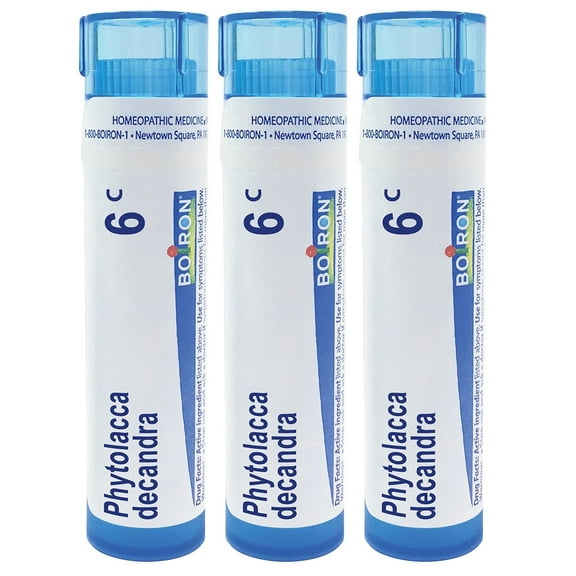 Boiron Phytolacca Decandra 6C, Homeopathic Medicine for Sore Throat Pain Radiating To The Ears, 3 Count (3 x 80 Pellets)