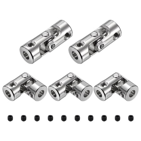 Uxcell 5pcs Universal Joint Shaft Coupling 4mm to 4mm Inner Dia Rotatable Steering Shaft U Joints Coupler with Screws for RC Car Robot Boat Drive Ship Motor Use