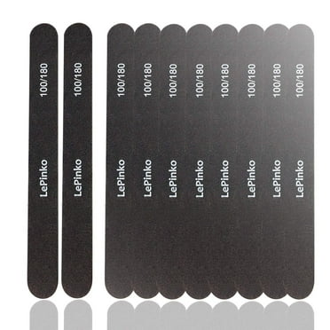 10PCS Double Sided 100/180 Grit Nail File Set, Washable Emery Board Nail Buffer Files for Home Salon Use, Professional Manicure Pedicure Tool for Acrylic False Nails and Gel Cosmetic