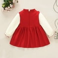 thumbnail image 4 of Odeerbi Girls Winter Dress Infant Girls Clothes Velvet Tiered Dress With Bow Collar 2025 Long Sleeve Dress Ruffle Tunic Shirt Dress Red 9-12 Months, 4 of 6