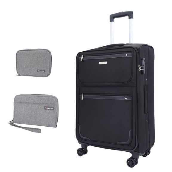 WEPLUS 3 pcs Suitcases 24 inch Expandable Checked Luggage Softside Medium Travel Suitcases with Spinner Wheels Lightweight Durable Carry Luggage