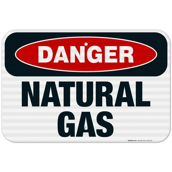 Danger Natural Gas Sign, OSHA Danger Sign, 12x18 Reflective Aluminum EGP