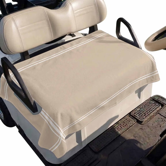 Golf Cart Seat Cover Solid Color Club Car Golf Cart Seat Covers Soft Absorbent Golfcart Towel Blanket Light Khaki Golf Seat Covers for Cart Decor Fits 2 & 4 Passenger 51"x31"