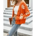 thumbnail image 2 of Cardigan Sweaters for Women Floral Print Loose Casual Button Down Open Front Cute Knit Flower Cardigans Sweater Alsol Lamesa, 2 of 4