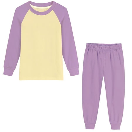 Rimyaw Boys Girls Pajamas Sets Kids 2-Piece Sleepwear Cotton Raglan Long Sleeve Casual Clothes 6T