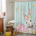 thumbnail image 4 of Easter Shower Curtain Bunny Easter Eggs Shower Curtains for Bathroom Decor, Waterproof Polyester Shower Curtain Set with Hooks, Standard Size 72" x 72" Rabbit Spring Floral Wood Grain, 4 of 9