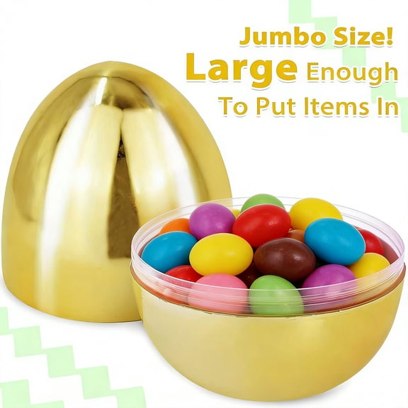 Easter Eggs Plastic Eggs Fillable 9.8In Electroplated Open Top Gold Party Gift Filler Decoration