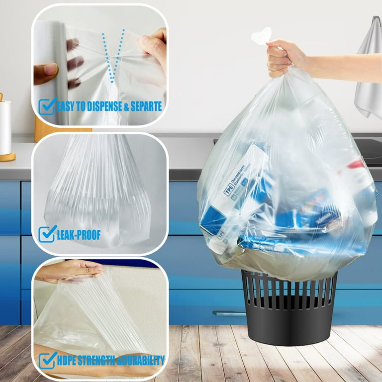 2.6 Gallon Clear Small Trash Bags Bathroom Garbage Bags 240 Count 