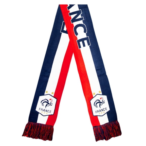 Icon Sports Officially Licensed France Soccer Scarf – Blue White & Red Stripe with FFF Crest