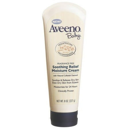 Aveeno Baby Soothing Relief Moisture Cream, Fragrance Free, 8-Ounce Tubes  (Pack of