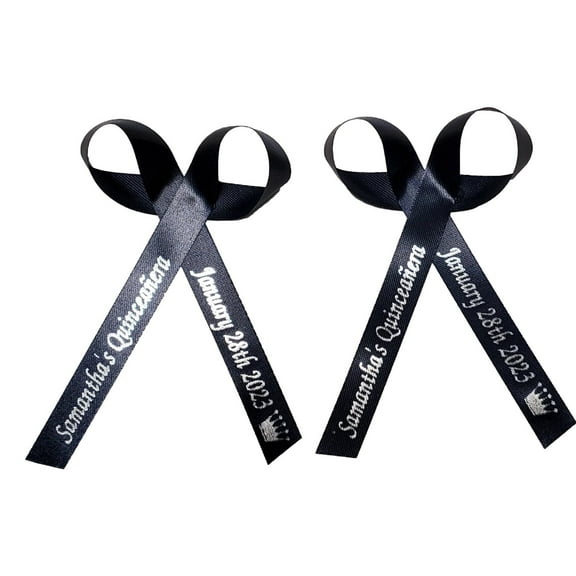 Personalized Ribbons Baby Bridal Shower Wedding Favors Custom Made Navy Blue 25 Satin Bows