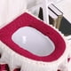 thumbnail image 4 of Encantador juego de fundas para tapa de inodoro, se adapta a la mayoría de las tapas de inodoro, color burdeos, juego de 3 piezas que incluye funda para tanque de agua, funda para asiento de inodoro,, 4 of 5