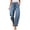 Light Blue, variant on QQZ Barrel Leg Womens Elastic Waist Pull On Denim Pants, Knee Stitched Baggy Wide Leg Full Length Denim Trousers Suitable For Urban Street Style, Daily Errands And Back To School Outfits