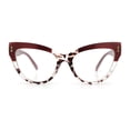 thumbnail image 3 of Womens 2-tone Color Design Horn Rim Cat Eye Clear Lens Fashion Eyeglasses Toffee Slate Tort, 3 of 8