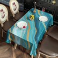 thumbnail image 2 of Blue Marble Gold Line Pattern Rectangle Tablecloth 60"x120",Waterproof Polyester Rectangle Table Cloth, Wipeable Spillproof Polyester Tablecloth for Dining, Camping, Indoor and Outdoor, 2 of 6