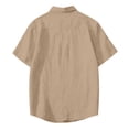 thumbnail image 6 of Qwertyu Men's Linen Shirts Short Sleeve Button Up Lightweight Summer Casual Pocket Solid Color Beach Shirts with Pocket Khaki 2XL, 6 of 7